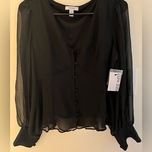 Women’s Blouse Sheer Sleeves NEW